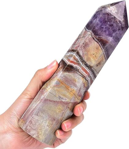 Purple Amethyst Agate Stone Tower Obelisk Large Healing Crystal Rock Point Wand Reiki Healing Gifts 1.7-2.2 LBS in Saudi Arabia