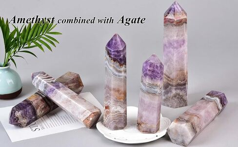 Purple Amethyst Agate Stone Tower Obelisk Large Healing Crystal Rock Point Wand Reiki Healing Gifts 1.7-2.2 LBS in Saudi Arabia