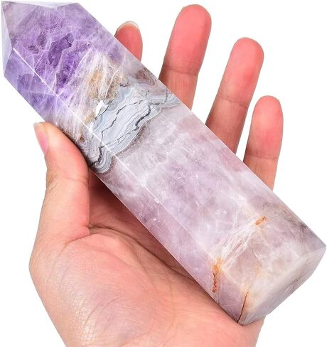 Purple Amethyst Agate Stone Tower Obelisk Large Healing Crystal Rock Point Wand Reiki Healing Gifts 1.7-2.2 LBS in Saudi Arabia