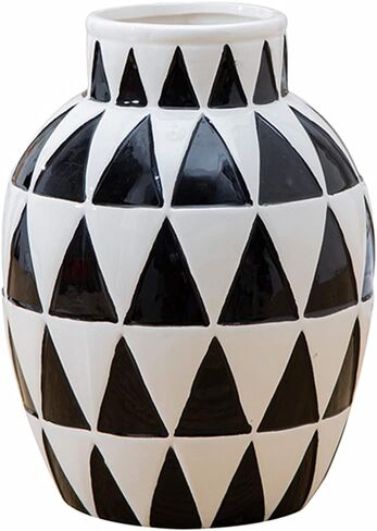 Black Ceramic Vase Nordic Minimalist Style Decor for Countertop Center Dresser Kitchen Living Room Home Decor Mirror Surface Black and White Abstract Vase(W338) in Saudi Arabia