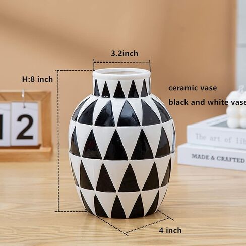 Black Ceramic Vase Nordic Minimalist Style Decor for Countertop Center Dresser Kitchen Living Room Home Decor Mirror Surface Black and White Abstract Vase(W338) in Saudi Arabia
