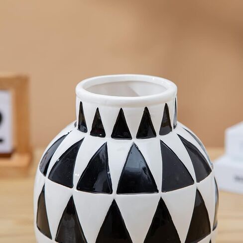 Black Ceramic Vase Nordic Minimalist Style Decor for Countertop Center Dresser Kitchen Living Room Home Decor Mirror Surface Black and White Abstract Vase(W338) in Saudi Arabia