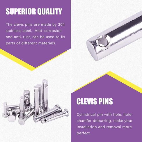 Swpeet 96Pcs Clevis Pin Assortment Kit, 304 Stainless Steel M3 M4 M5 12 Type Flat Head Pin with Hole Location Pin T-Shape Round Pin with Plastic Box in Saudi Arabia
