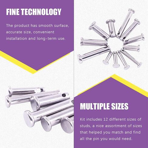 Swpeet 96Pcs Clevis Pin Assortment Kit, 304 Stainless Steel M3 M4 M5 12 Type Flat Head Pin with Hole Location Pin T-Shape Round Pin with Plastic Box in Saudi Arabia