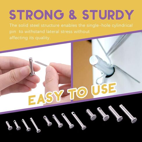 Swpeet 96Pcs Clevis Pin Assortment Kit, 304 Stainless Steel M3 M4 M5 12 Type Flat Head Pin with Hole Location Pin T-Shape Round Pin with Plastic Box in Saudi Arabia
