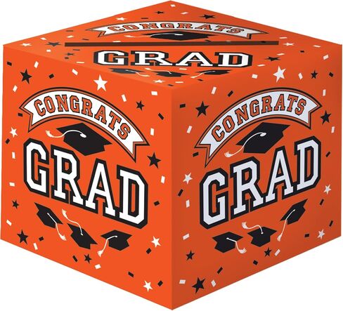 Impressive Orange Grad Cardholder Paper Box - 12" x 12" (1 Count) - Perfect for Graduation Parties, Showers & Events in Saudi Arabia