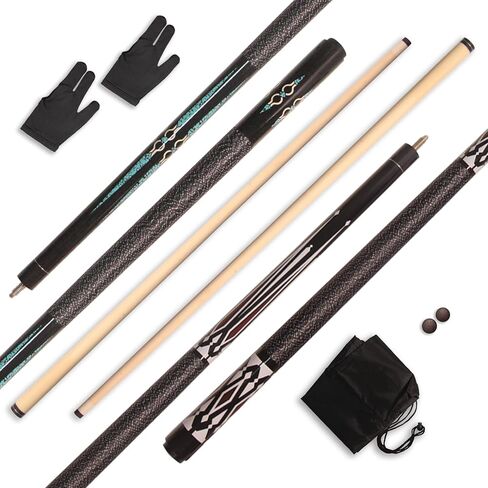 19 oz Pool Sticks 58 Inch Maple Wood Billiard Cue Sticks Professional Pool Cue Stick House Bar Billiard Cue Pool Table Accessories, with Cue Bag Cue Tips and Gloves 2 Pack in Kuwait