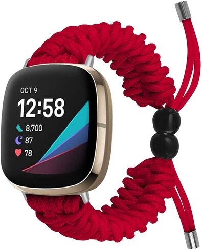 FitTurn Compatible with Fitbit versa 4/versa 3 & Sense/Sense 2 Band, Replacement Wristband Sports Braided Nylon Friendship Rope with Adjustable Outdoor Survival Weave Bohemia Bracelet Drawstring Clasp in Saudi Arabia