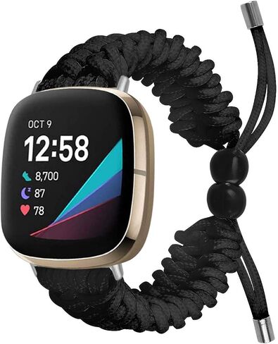 FitTurn Compatible with Fitbit versa 4/versa 3 & Sense/Sense 2 Band, Replacement Wristband Sports Braided Nylon Friendship Rope with Adjustable Outdoor Survival Weave Bohemia Bracelet Drawstring Clasp in Saudi Arabia