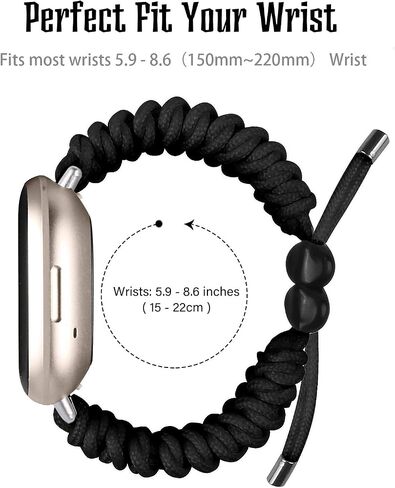 FitTurn Compatible with Fitbit versa 4/versa 3 & Sense/Sense 2 Band, Replacement Wristband Sports Braided Nylon Friendship Rope with Adjustable Outdoor Survival Weave Bohemia Bracelet Drawstring Clasp in Saudi Arabia