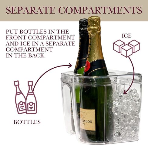مجموعة أدوات تقديم زجاجات النبيذ المبردة بالثلج والإبريق - تتضمن إبريقين سعة 1.35 لتر | مبرد زجاجات الشمبانيا والنبيذ | مبرد مقاوم للكسر للحانات والأماكن الخارجية | يحافظ على برودة الزجاجات لفترة أطول in Kuwait
