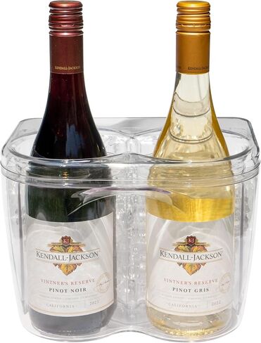 مجموعة أدوات تقديم زجاجات النبيذ المبردة بالثلج والإبريق - تتضمن إبريقين سعة 1.35 لتر | مبرد زجاجات الشمبانيا والنبيذ | مبرد مقاوم للكسر للحانات والأماكن الخارجية | يحافظ على برودة الزجاجات لفترة أطول in Kuwait