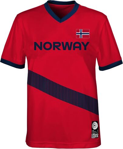 Outerstuff Youth & Kids FIFA World Cup Fan Top, Norway, Multicolor, Youth X-Large-20 in Saudi Arabia