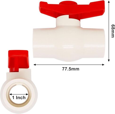 2 قطعة صمام كروي PVC مقاس 1 بوصة، صمام إغلاق المياه مع مقبض دوار بسهولة، مُقدر بـ 150 رطل لكل بوصة مربعة (1 بوصة) in Kuwait