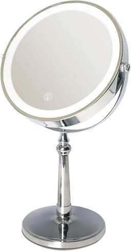 9" Lighted Makeup Mirror, Rechargeable Vanity Mirror with Lights, Double-sided 1X/10X Magnifying, 3 Color Lights, Touch Dimmable, 360° Rotation in Saudi Arabia