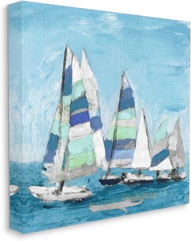 Stupell Industries Nautical Striped Sail Boats Summertime Ocean Painting Canvas Wall Art, Design By Katrina Craven in Saudi Arabia