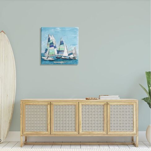 Stupell Industries Nautical Striped Sail Boats Summertime Ocean Painting Canvas Wall Art, Design By Katrina Craven in Saudi Arabia