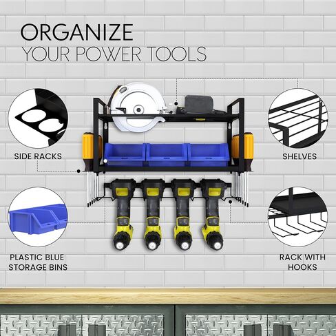 Power Tool Organizer Wall Mount and Tool Storage Bins- Power Tool Storage Rack to Streamline Your Work Space - Tool Organizer Wall Mount with Durable Craftsmanship - 15.7" x 7.87" x 7.87" in Saudi Arabia