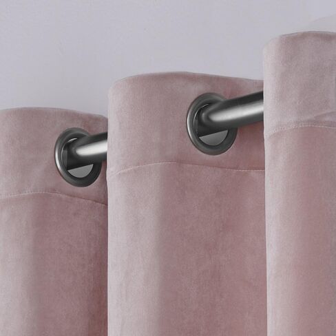 Exclusive Home Curtains EH8194-07 2-84G Velvet Heavyweight Grommet Top Curtain Panel Pair, 54x84, Blush, 2 Piece in Saudi Arabia