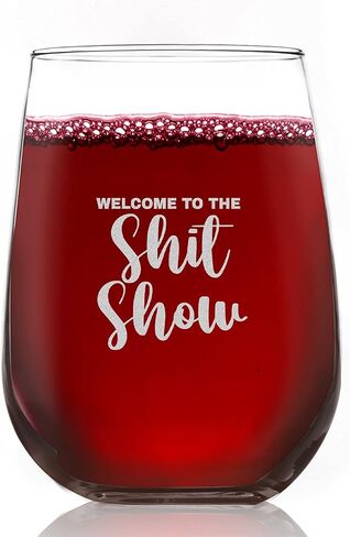 Toasted Tales Welcome to the Shit Show Drinking Glasses | 15 oz Cute Wine Glass | Novelty Gifts For Her | Home Décor Accessory | Funny Stemless Wine Glass in Saudi Arabia