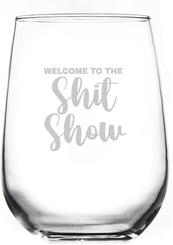 Toasted Tales Welcome to the Shit Show Drinking Glasses | 15 oz Cute Wine Glass | Novelty Gifts For Her | Home Décor Accessory | Funny Stemless Wine Glass in Saudi Arabia