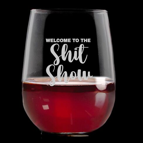 Toasted Tales Welcome to the Shit Show Drinking Glasses | 15 oz Cute Wine Glass | Novelty Gifts For Her | Home Décor Accessory | Funny Stemless Wine Glass in Saudi Arabia