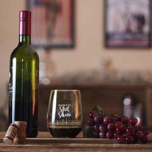 Toasted Tales Welcome to the Shit Show Drinking Glasses | 15 oz Cute Wine Glass | Novelty Gifts For Her | Home Décor Accessory | Funny Stemless Wine Glass in Saudi Arabia