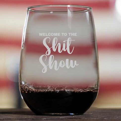 Toasted Tales Welcome to the Shit Show Drinking Glasses | 15 oz Cute Wine Glass | Novelty Gifts For Her | Home Décor Accessory | Funny Stemless Wine Glass in Saudi Arabia