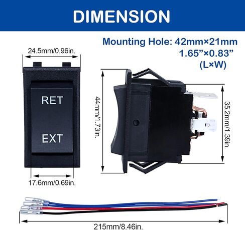 Reversing Polarity Rocker Switch, Latching Switch 30A 12V DC 4pin DPDT 3Position self-Locking Toggle Switch with Pre-Wires (1Pc) in Saudi Arabia