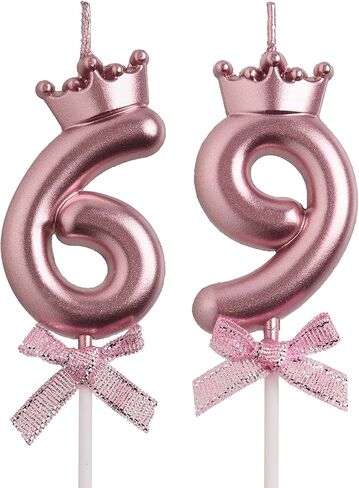 69th 96th Birthday Candles, White 96 69 Year Old Cake Topper Cute Number Birthday Candles, Birthday Party Decorations Gifts for Men Women in Saudi Arabia