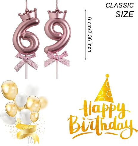 69th 96th Birthday Candles, White 96 69 Year Old Cake Topper Cute Number Birthday Candles, Birthday Party Decorations Gifts for Men Women in Saudi Arabia