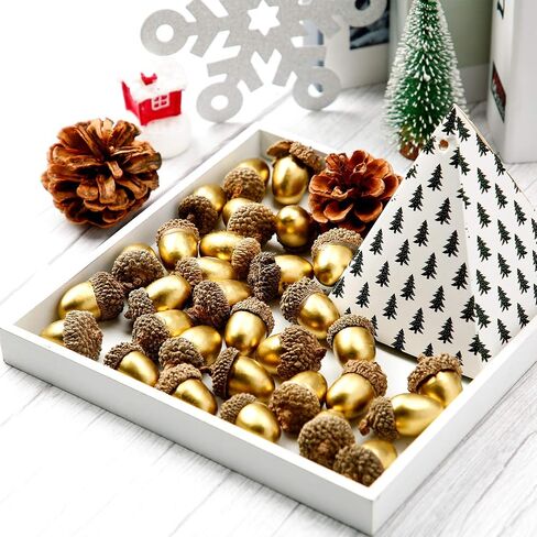 Pangda 60 Pack Artificial Acorns Lifelike with Acorn Cap Simulation Small Acorn for DIY Crafting, Wedding, House Decor (Color B) in Saudi Arabia