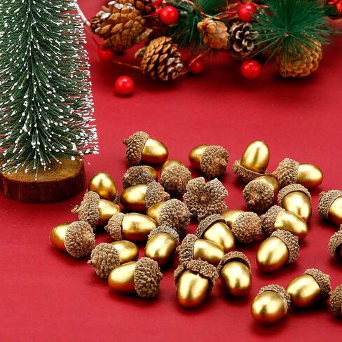 Pangda 60 Pack Artificial Acorns Lifelike with Acorn Cap Simulation Small Acorn for DIY Crafting, Wedding, House Decor (Color B) in Saudi Arabia