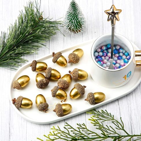 Pangda 60 Pack Artificial Acorns Lifelike with Acorn Cap Simulation Small Acorn for DIY Crafting, Wedding, House Decor (Color B) in Saudi Arabia