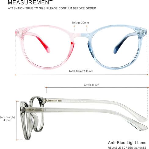 3 Pack Blue Light Blocking Glasses Round Frame Reading Glasses For Women Men, Computer Anti-Glare Anti Eyestrain Reading Glasses (Clear+Clear Gray+Black Purple, No Magnification) in Saudi Arabia