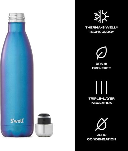 S'well Stainless Steel Water Bottle, 25oz, Blue Suede, Triple Layered Vacuum Insulated Containers Keeps Drinks Cold for 48 Hours and Hot for 24, BPA Free, Perfect for On the Go in Saudi Arabia