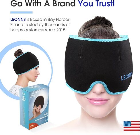 لفافة رأس الصداع النصفي - غطاء تخفيف الصداع النصفي - قناع جل الثلج لتخفيف صداع التوتر - غطاء تخفيف الصداع النصفي in Kuwait