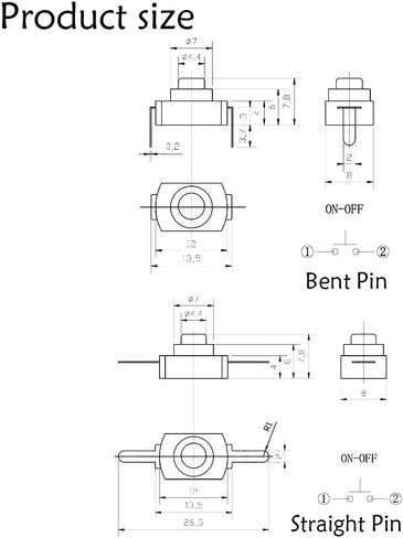 60pcs Black Latching Mini ON/Off Switch Self-Lock Micro Push Button Switch DC 30V 1A Flashlight Type YD-1208 in Saudi Arabia