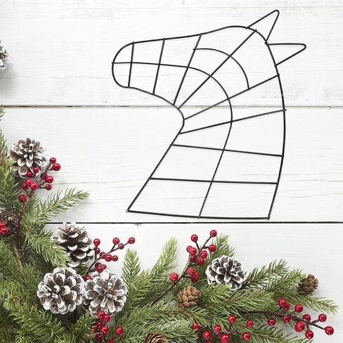 Horse Head Wire Wreath Frame Metal Floral Flower Wreaths Frame Form Making Ring for DIY Christmas New Year Party Home Outdoor Ornaments Decor Horse Lover Black in Saudi Arabia