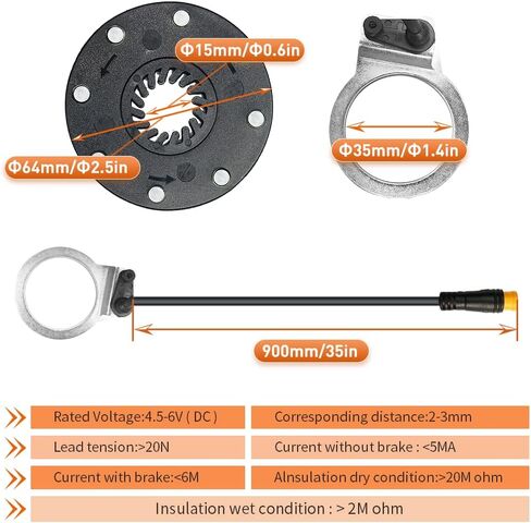 Elecrtic Bicycle KT PAS 8 Magnets Speed Sensor Ebike Power Pedal Assist Sensor System Assistant SM/Waterproof Plug for Ebike Conversion Kit in Saudi Arabia