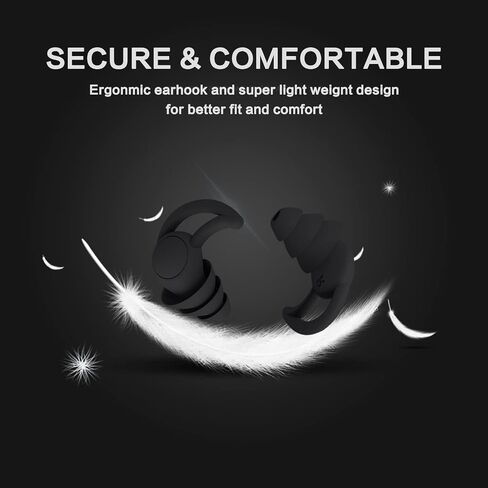 Ear Plugs for Sleeping Noise Cancelling, eapsneg Ear Plugs for Noise Reduction, Washable Hearing Protection for Work, Travel, Concert, Swimming, Sleep Snoring (Black) in Saudi Arabia