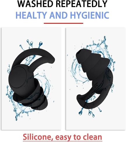 Ear Plugs for Sleeping Noise Cancelling, eapsneg Ear Plugs for Noise Reduction, Washable Hearing Protection for Work, Travel, Concert, Swimming, Sleep Snoring (Black) in Saudi Arabia