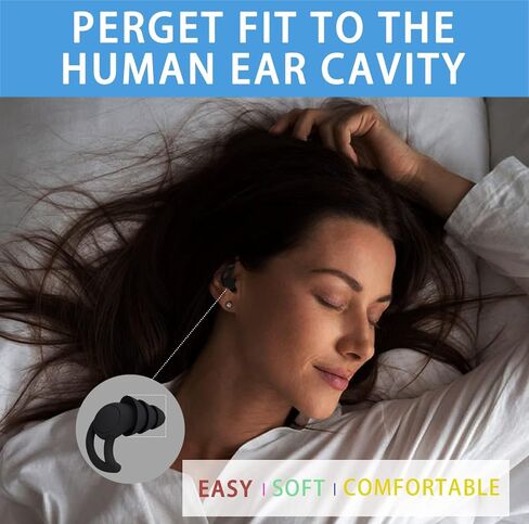 Ear Plugs for Sleeping Noise Cancelling, eapsneg Ear Plugs for Noise Reduction, Washable Hearing Protection for Work, Travel, Concert, Swimming, Sleep Snoring (Black) in Saudi Arabia