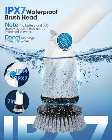 Electric Spin Scrubber, Electric Scrubber for Cleaning, 1200 RPM Shower Scrubber, 50inch Long Handle Electric Cleaning Brush 2000mAh Battery Cordless Power Spin Scrubber with 8 Brushes in Saudi Arabia