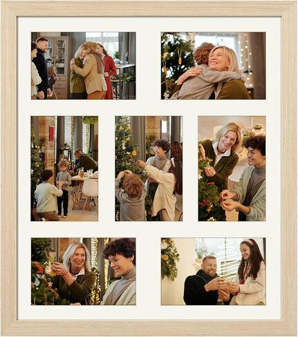 14x16 Collage Picture Frame, Wood Frame with Tempered Glass, Displays Seven 4x6 Frame Openings or One 14x16 Frame Without Mat, Family Picture Frames for Collage Wall Decor in Saudi Arabia