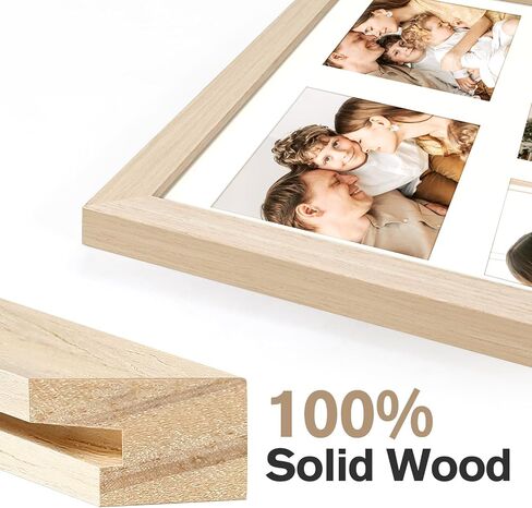 14x16 Collage Picture Frame, Wood Frame with Tempered Glass, Displays Seven 4x6 Frame Openings or One 14x16 Frame Without Mat, Family Picture Frames for Collage Wall Decor in Saudi Arabia