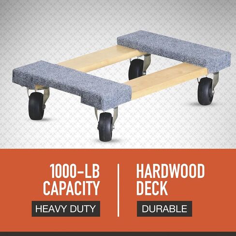 Ironton Carpeted Mover's Dolly Furniture Cart Hardwood Wheeled Moving Dolly- 1000-Lb. Capacity, 30in.L x 18in.W in Saudi Arabia