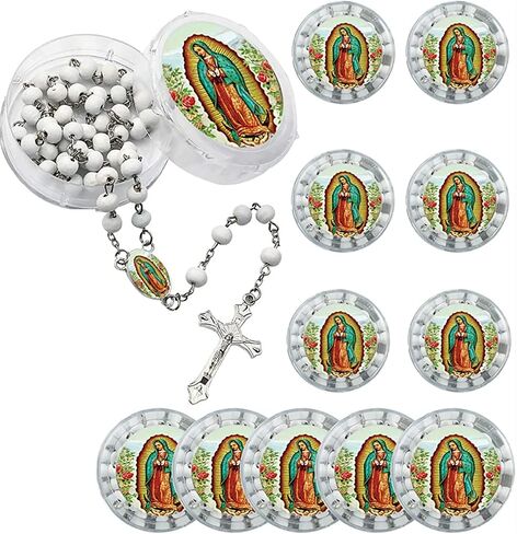 12 PCS Our Lady of Guadalupe Scented Rosaries - Perfect for Baptism, First Communion, and Religious Events in Saudi Arabia