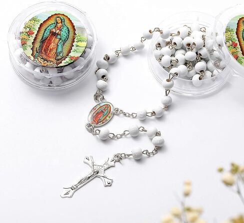 12 PCS Our Lady of Guadalupe Scented Rosaries - Perfect for Baptism, First Communion, and Religious Events in Saudi Arabia