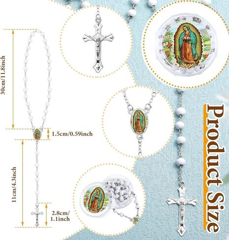12 PCS Our Lady of Guadalupe Scented Rosaries - Perfect for Baptism, First Communion, and Religious Events in Saudi Arabia